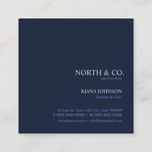 ブルーウェーブ抽象芸術ID795 スクエア名刺 (裏面)