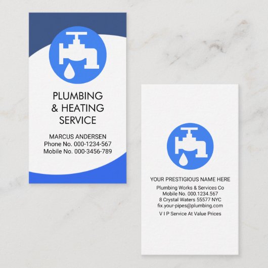 ブルーウェーブ曲率給排水衛生設備 名刺 (正面/裏面)