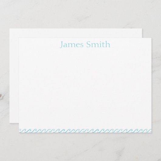 ブルーウェーブ水彩模様シンプル文房具 (正面/裏面)