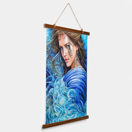 ブルーウェーブ海女神ファンタジーアート 吊り下げ型タペストリー (傾斜あり)