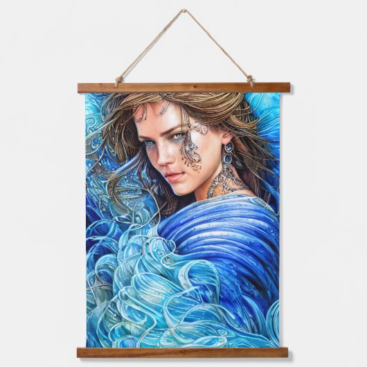 ブルーウェーブ海女神ファンタジーアート 吊り下げ型タペストリー (正面2)