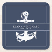 ブルーウェーブ結婚いかりのWht/Navy ID836 スクエアペーパーコースター (正面)