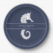 ブルーウェーブ結婚シーホースWht/ネイビーID836 ペーパープレート (正面)