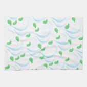 ブルーウェーブ&グリーン葉ズキッチンタオル キッチンタオル (横)