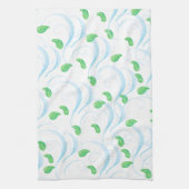 ブルーウェーブ&グリーン葉ズキッチンタオル キッチンタオル (縦)