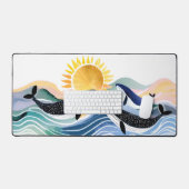 ブルーウェーブ&ハッピークジラ デスクマット (キーボード&マウス)