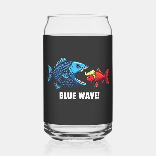 ブルーウェーブKamala Harris Walz魚の選挙 ガラス缶 (正面)
