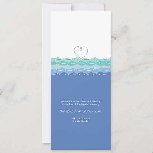 ブルーウェーモダンズループハートビーチ結婚式招待状 招待状 (裏面)