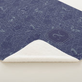 ブルーウェー伝統的ブ日本のセイガイハモノグラム シェルパブランケット (3/4)