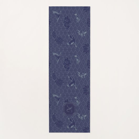 ブルーウェー伝統的ブ日本のセイガイハモノグラム ヨガマット (正面)
