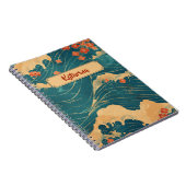 ブルーウェー日本のブさくらんぼ花クラシック模様 ノートブック (右側)