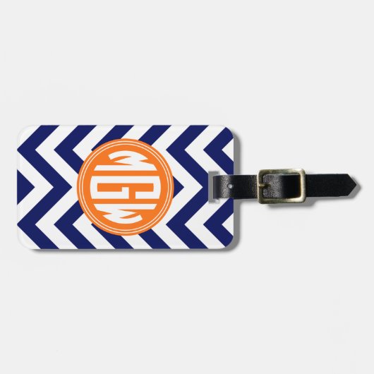 ブルーウエイトLGシェブロンオレンジサークルモノグラムDIY BG ラゲッジタグ (正面横)