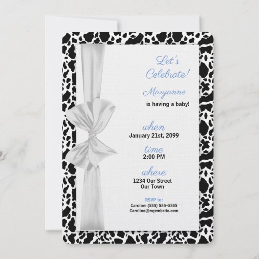 ブルーウエスタンカウボーイテーマベビーシャワー 招待状 (裏面)