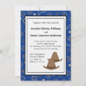 ブルーウエスタンカウボーイハット結婚式招待状 招待状 (正面)