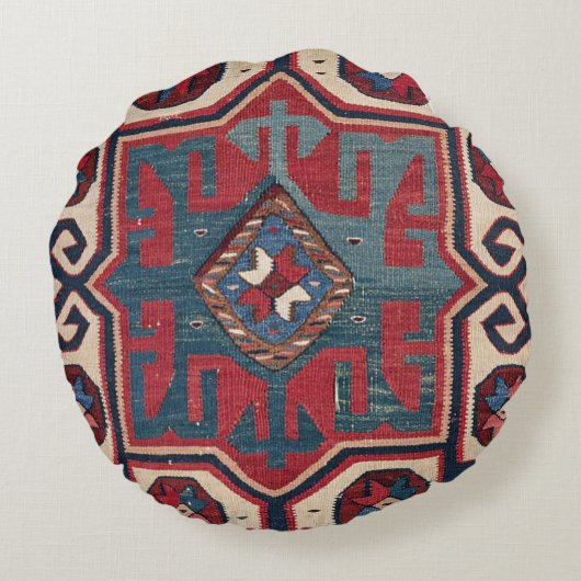 ブルーウエスタンサンタフェカウボーイスタイル華美  ラウンドクッション (裏面)