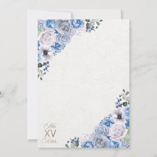 ブルーウエスタンチャラフローラブーツキンセアニラ 招待状 (裏面)