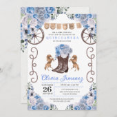 ブルーウエスタンチャラフローラブーツキンセアニラ 招待状 (正面/裏面)