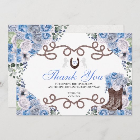 ブルーウエスタンホースキンセアニェラサンキューカード サンキューカード (正面/裏面)