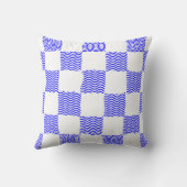 ブルーウエレガントェーブチェッカーボ絵を描ード クッション (裏面)