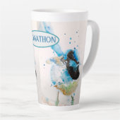 ブルーウォレンの水絵を描色のオーストラリアの鳥 カフェラテマグ (右アングル)