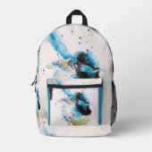 ブルーウォレンの水絵を描色のオーストラリアの鳥 プリントバックパック (正面)