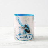 ブルーウォレンの水絵を描色のオーストラリアの鳥 マグカップ (中央)