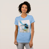 ブルーウォレンの水絵を描色のオーストラリアの鳥 Tシャツ (正面フル)