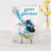 ブルーウォレンウォーターハッピーバースデーレンアクア カード (黄色い花)