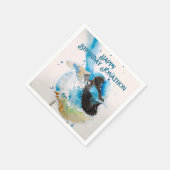 ブルーウォレンウォーターハッピーバースデーレンアクア スタンダードカクテルナプキン (角)