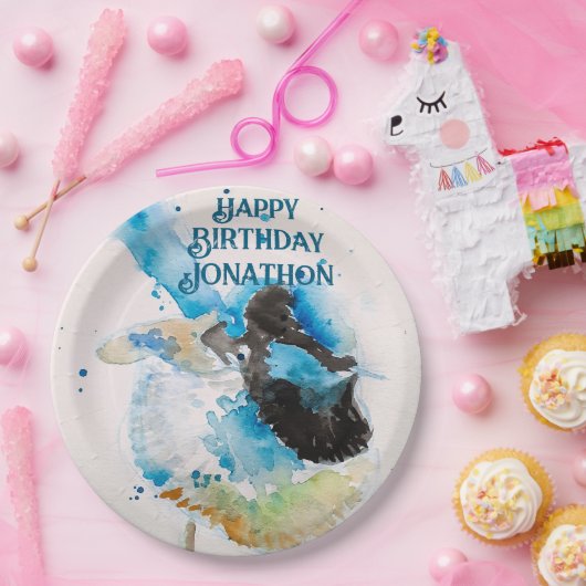 ブルーウォレンウォーターハッピーバースデーレンアクア ペーパープレート (パーティー)