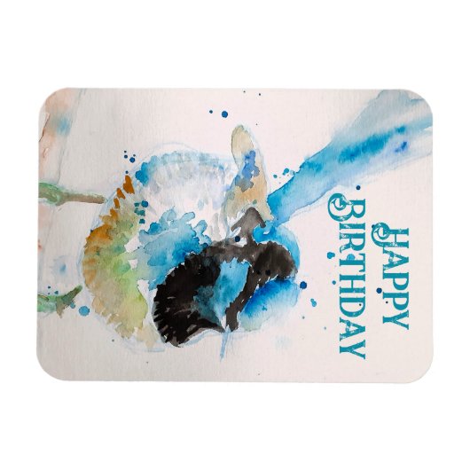 ブルーウォレンウォーターハッピーバースデーレンアクア マグネット (横)