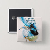 ブルーウォレンウォーターハッピーバースデーレンアクア 缶バッジ (正面&裏面)