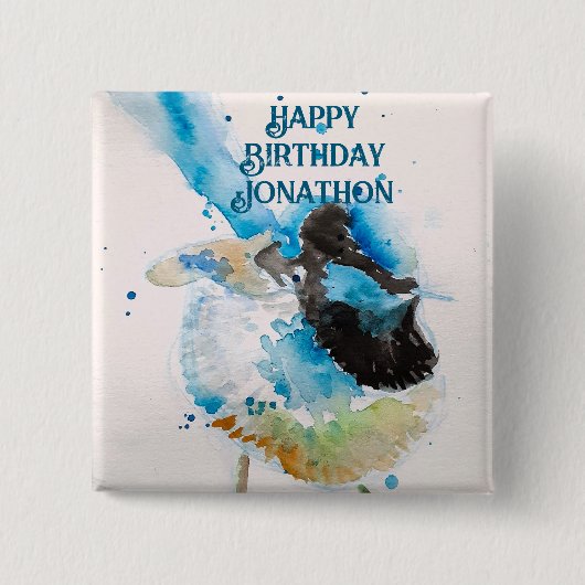 ブルーウォレンウォーターハッピーバースデーレンアクア 缶バッジ (正面)