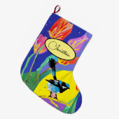 ブルーウォレンオーストラリア鳥クリスマスストッキング ラージクリスマスストッキング (正面 (吊り時))