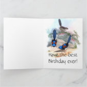 ブルーウォレンバードフローラ野生生物花誕生日 カード (内部)