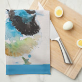 ブルーウォレンレンスウォーターカラーティール(緑がかった色)ブルーオーストラリア キッチンタオル (四つ折り)