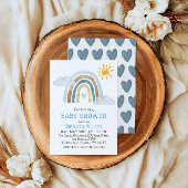 ブルーウォーお洒落ターカラーレインボーベビーシャワー 招待状