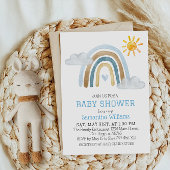 ブルーウォーお洒落ターカラーレインボーベビーシャワー 招待状