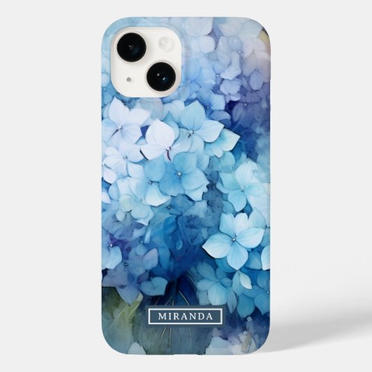 ブルーウォーかわいらしターカラーアジサイ名テンプレート Case-Mate iPhoneケース (裏面)