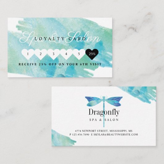 ブルーウォーエレガントターカラドラゴンフライサロン&スパ ロイヤリティカード (正面/裏面)