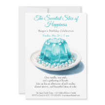 ブルーウォーエレガントターカラーケーキ誕生日招待状