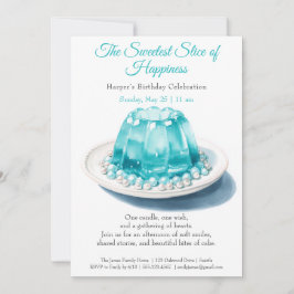 ブルーウォーエレガントターカラーケーキ誕生日招待状 招待状