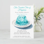 ブルーウォーエレガントターカラーケーキ誕生日招待状 招待状 (スタンド正面)