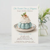 ブルーウォーエレガントターカラーケーキ誕生日招待状 招待状 (スタンド正面)