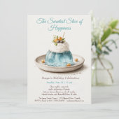 ブルーウォーエレガントターカラーケーキ誕生日招待状 招待状 (スタンド正面)