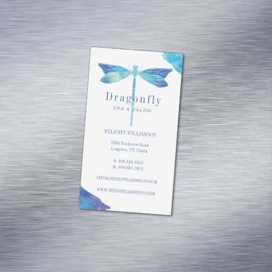 ブルーウォーエレガントターカラードラゴンフライのロゴ マグネット名刺 (インサイチュ)