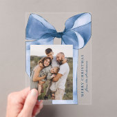 ブルーウォーエレガントターカラーボーフォトホリデーカード アクリル招待状 (インサイチュ (ポータブル))