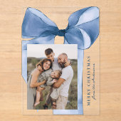 ブルーウォーエレガントターカラーボーフォトホリデーカード アクリル招待状 (正面)