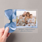 ブルーウォーエレガントターカラーボーフォトホリデーカード アクリル招待状 (インサイチュ (ポータブル))