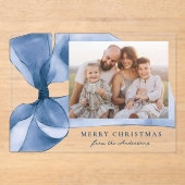 ブルーウォーエレガントターカラーボーフォトホリデーカード アクリル招待状 (正面)